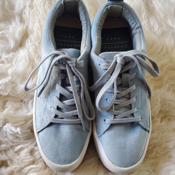 New Zara Platform Sneakers Sky Blue size 7.5 - Picture 2 of 4